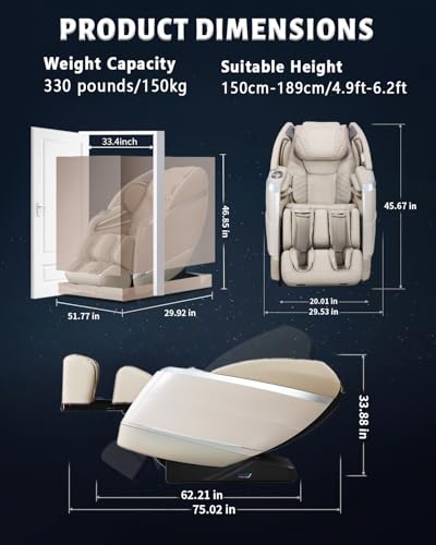 4D Full Body Massage Chair with Zero Gravity Recliner Grey Q833663