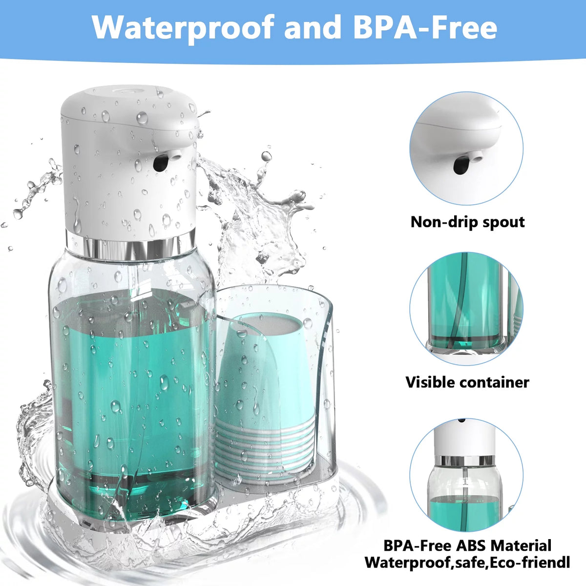 25oz Electric Mouthwash Dispenser with Cup Holder D124