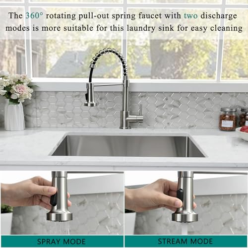 25 Inch Drop In 16 Gauge Stainless Steel Utility Sink with Faucet U72546