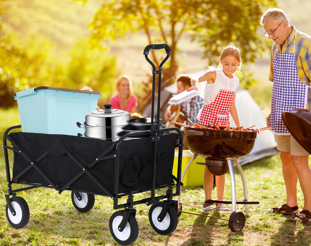 Collapsible Folding Wagon with All-Terrain Wheels Black X777