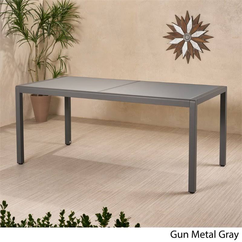 Gray Tempered Glass Top Aluminum Dining Table E842868