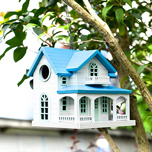 Wooden Birdhouse with Blue Roof Z3023