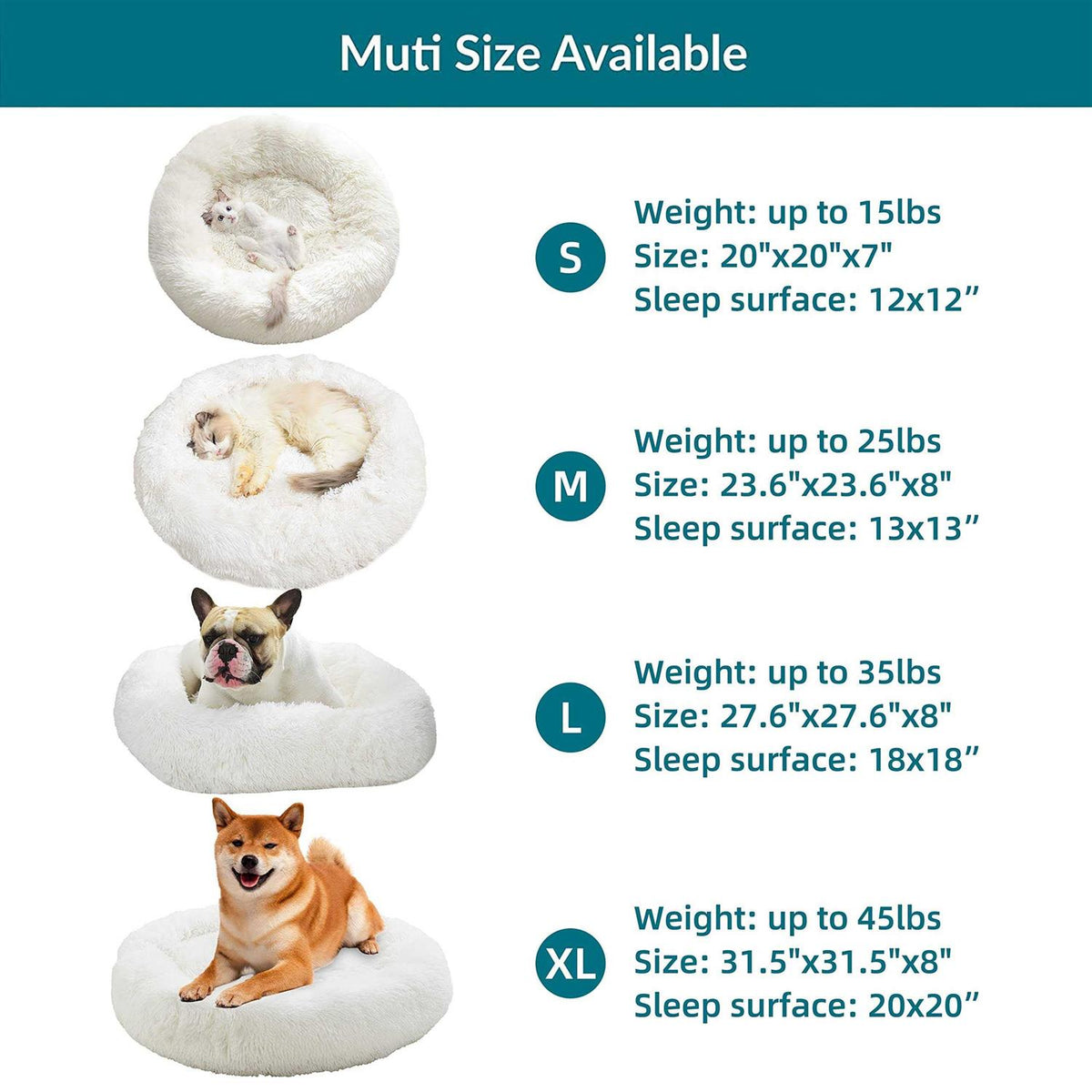 Washable Soft Plush Donut Cat and Dog Bed V510
