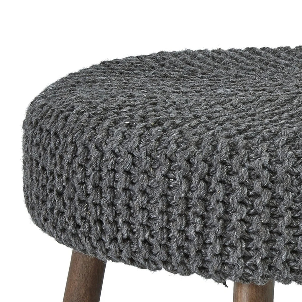 Oversized Hand Knitted Fabric Accent Ottoman V23837