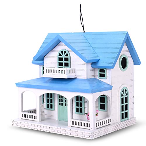 Wooden Birdhouse with Blue Roof Z3023