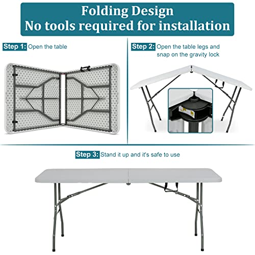 6FT Heavy Duty Folding Table with Handle & Lock X3535