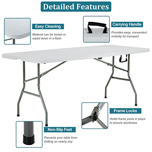 6FT Heavy Duty Folding Table with Handle & Lock X3535