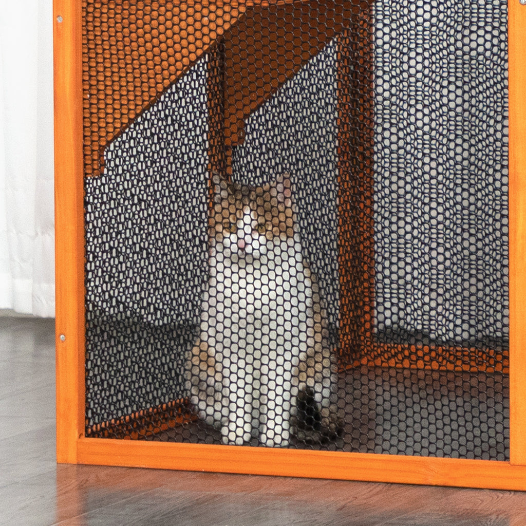 Wood Outdoor Cat House with Platforms F4894