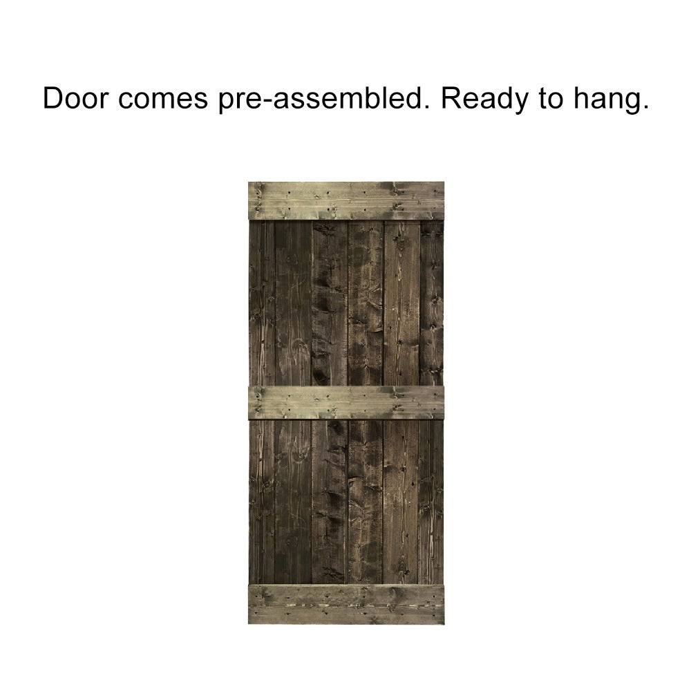 24 in. x 84 in. Stained Wood Interior Sliding Barn Door with Hardware Kit Q982