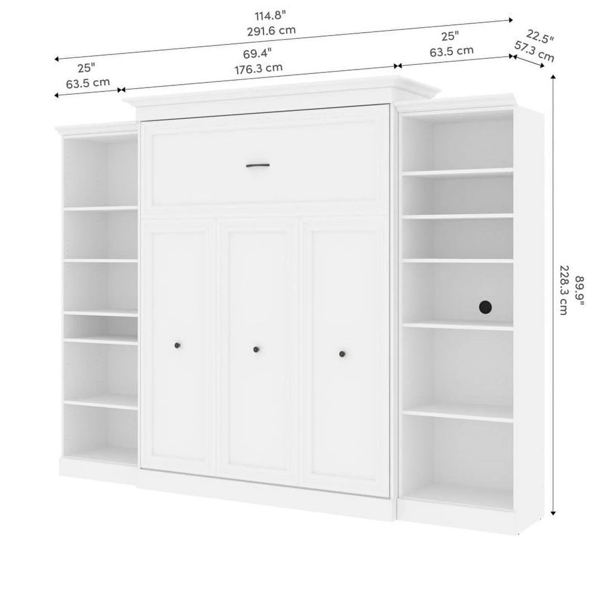 Queen Wall Bed with Storage in White T574618
