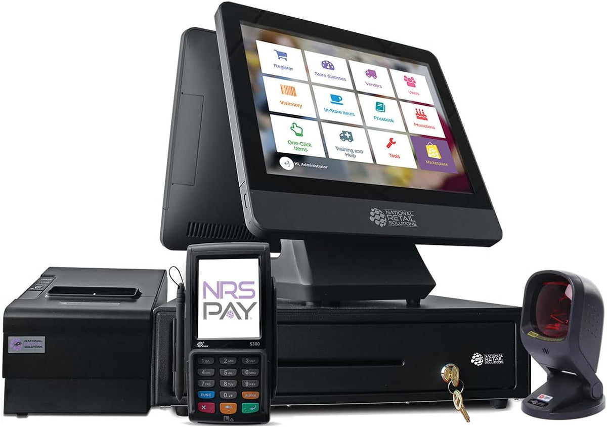 Cash Register with Touch Screen Monitor, Barcode Scanner, Cash Drawer and Receipt Printer B9323