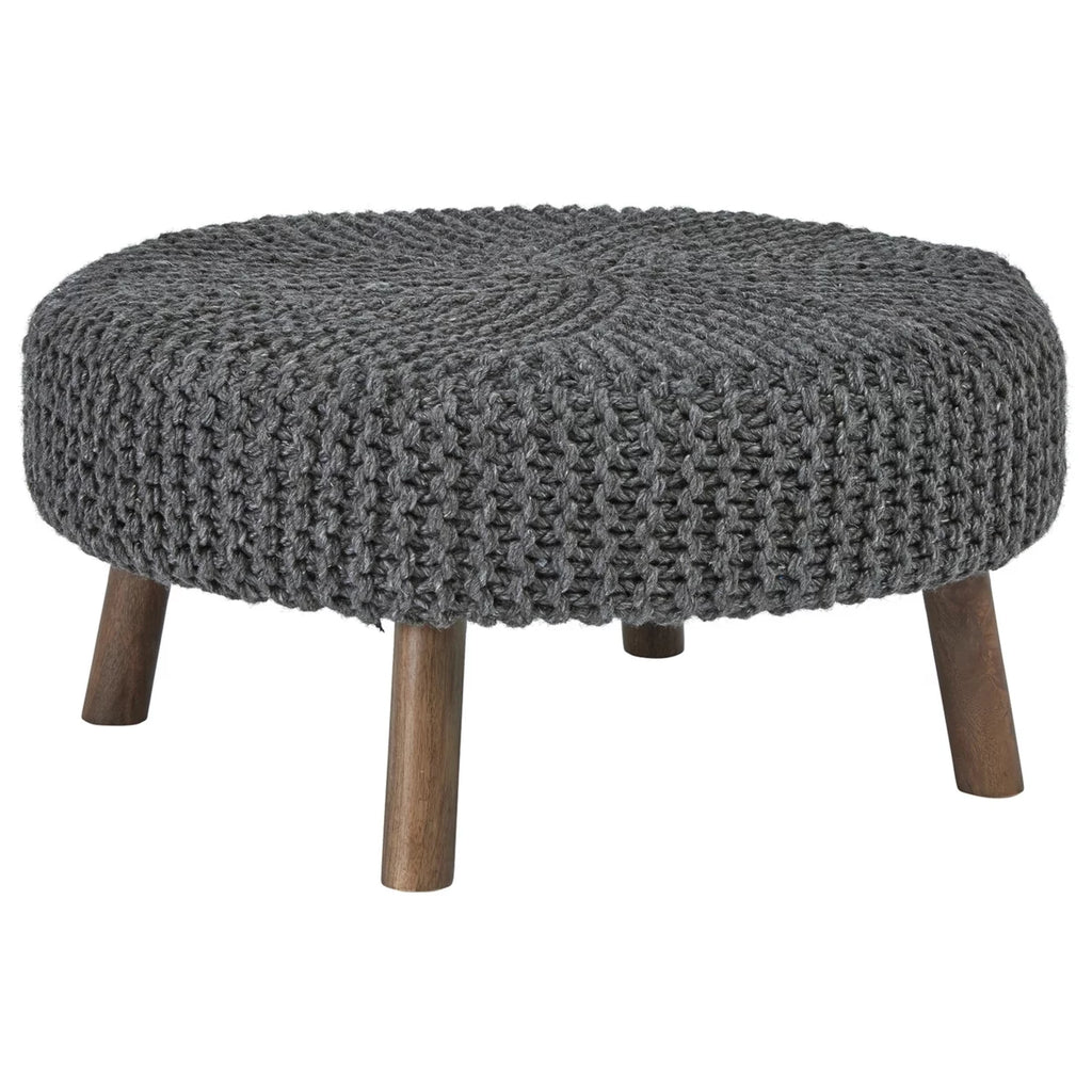 Oversized Hand Knitted Fabric Accent Ottoman V23837