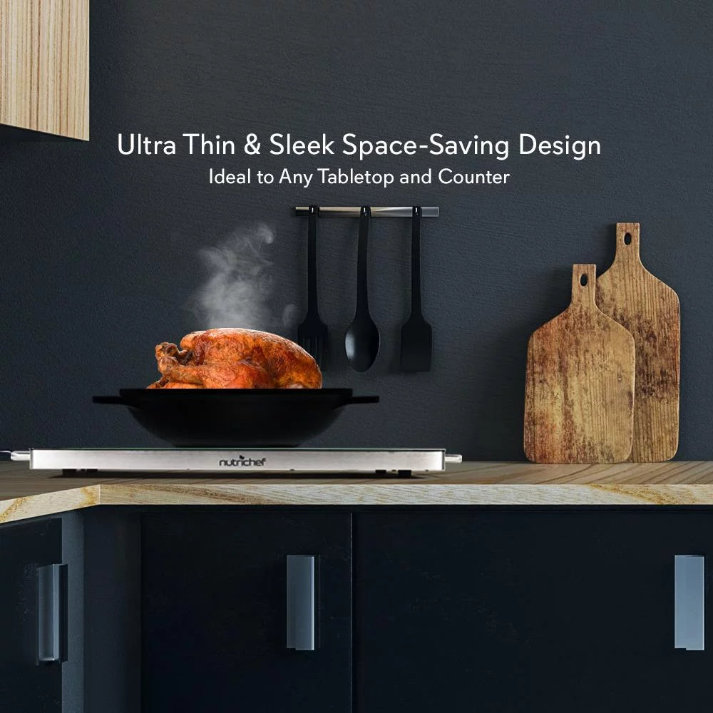 Electric Hot Plate Tray Dish Warmer with Black Glass Top M707429