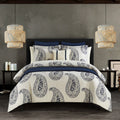 12-Piece Reversible Paisley Comforter Set Queen Navy Q358