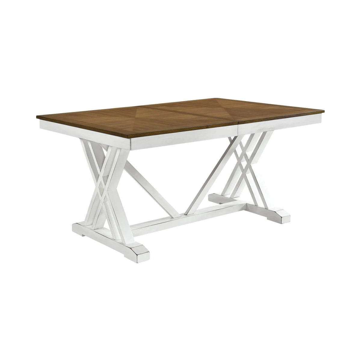White and Oak 6pc Dining Set with Extension Leaf Bench and 4 Side Chairs B165920