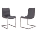 Gray Faux Leather Dining Chair Set of 2 J32644