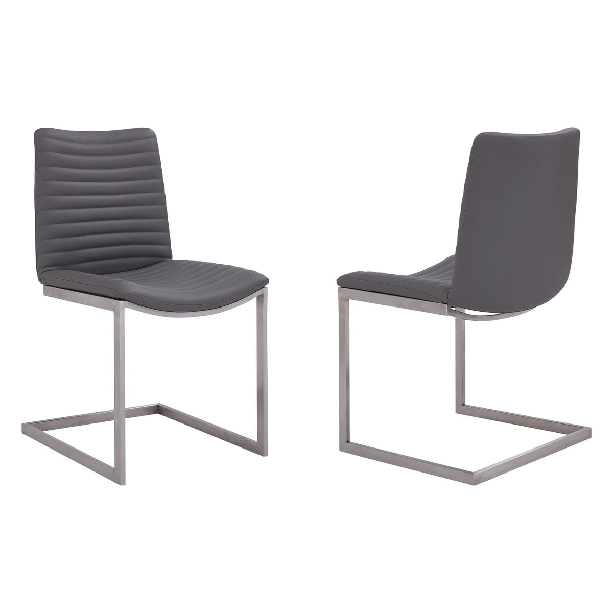 Gray Faux Leather Dining Chair Set of 2 J32644
