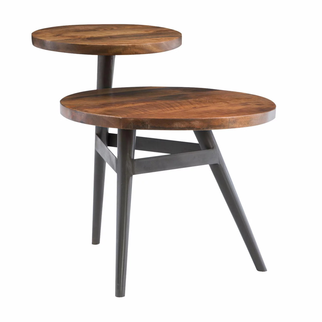 Round Metal Side Table with Shelf Z572758