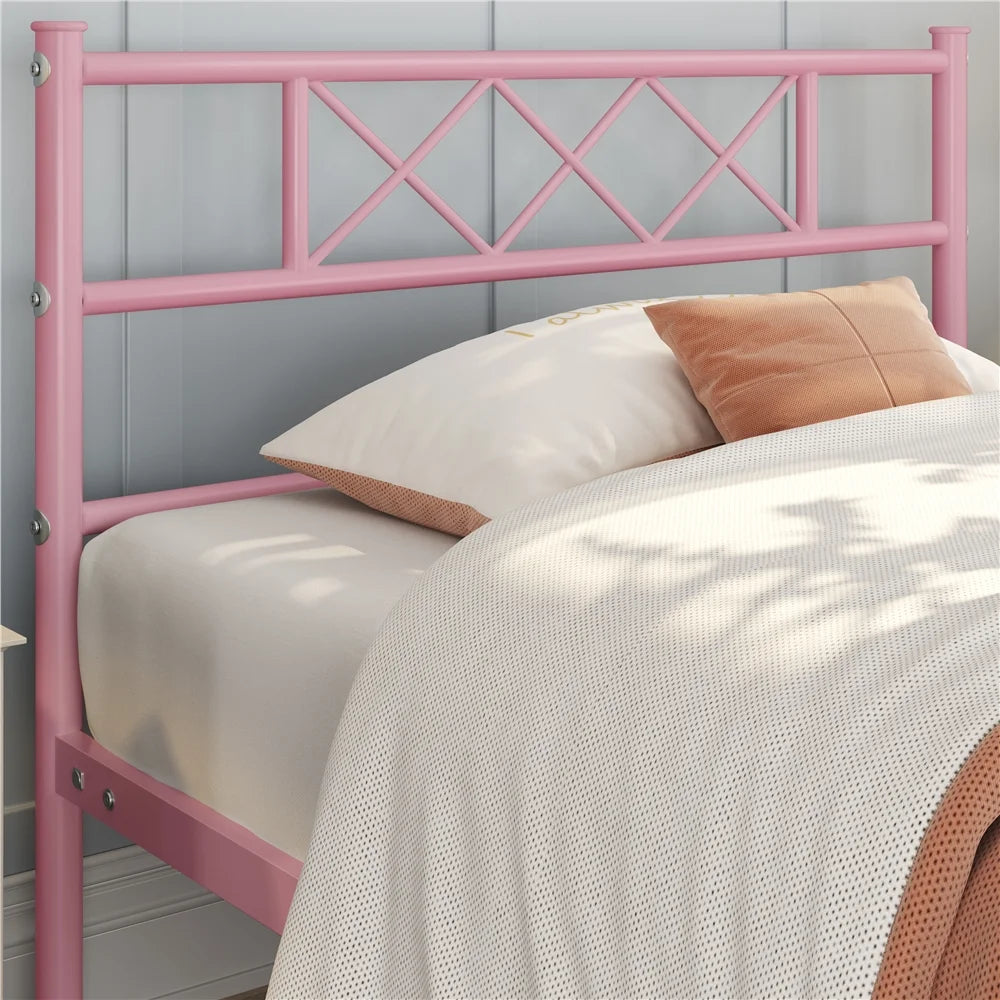 Queen Size Black Metal Platform Bed Frame with Headboard and Footboard V740