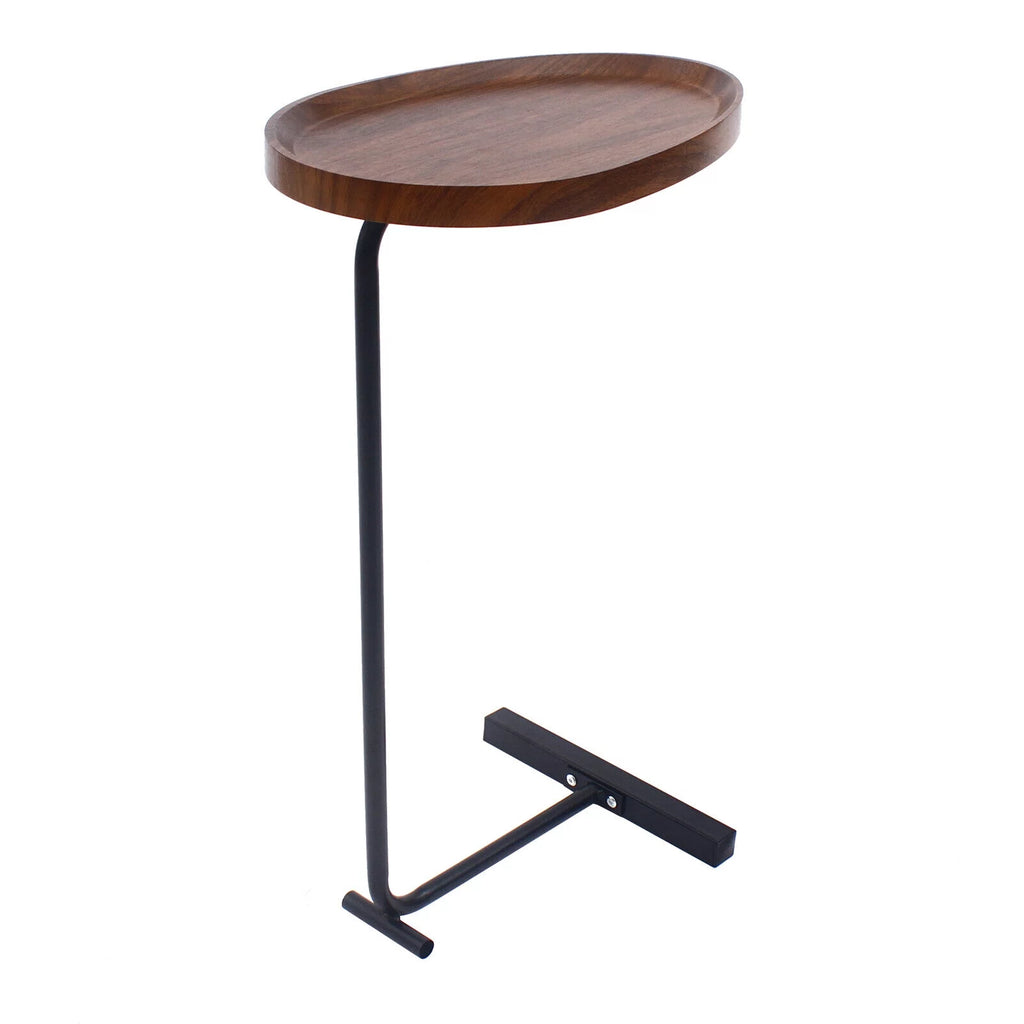 Walnut C-Shaped Sofa Side End Table V48473
