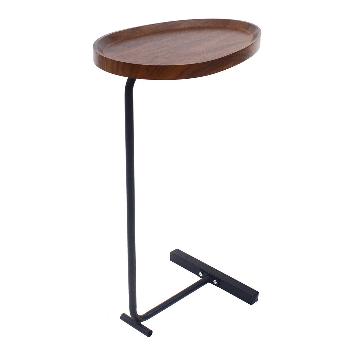Walnut C-Shaped Sofa Side End Table V48473