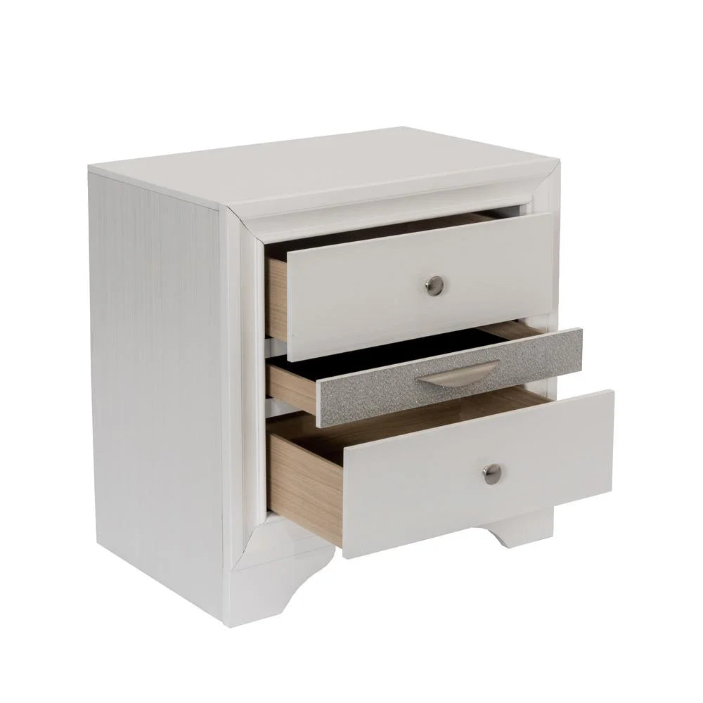 White Wood 5 Piece Bedroom Set with Full Size Platform Bed N807