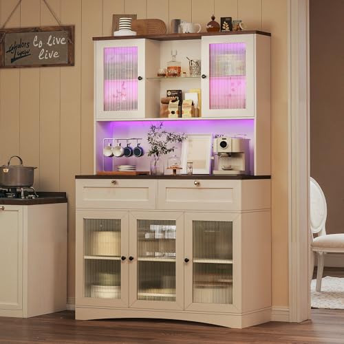 White Kitchen Pantry Cabinet with Acrylic Doors E37989