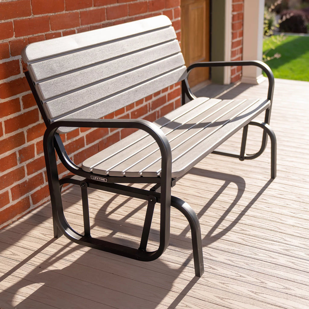 Polyethylene Outdoor Glider Bench Gray S57988
