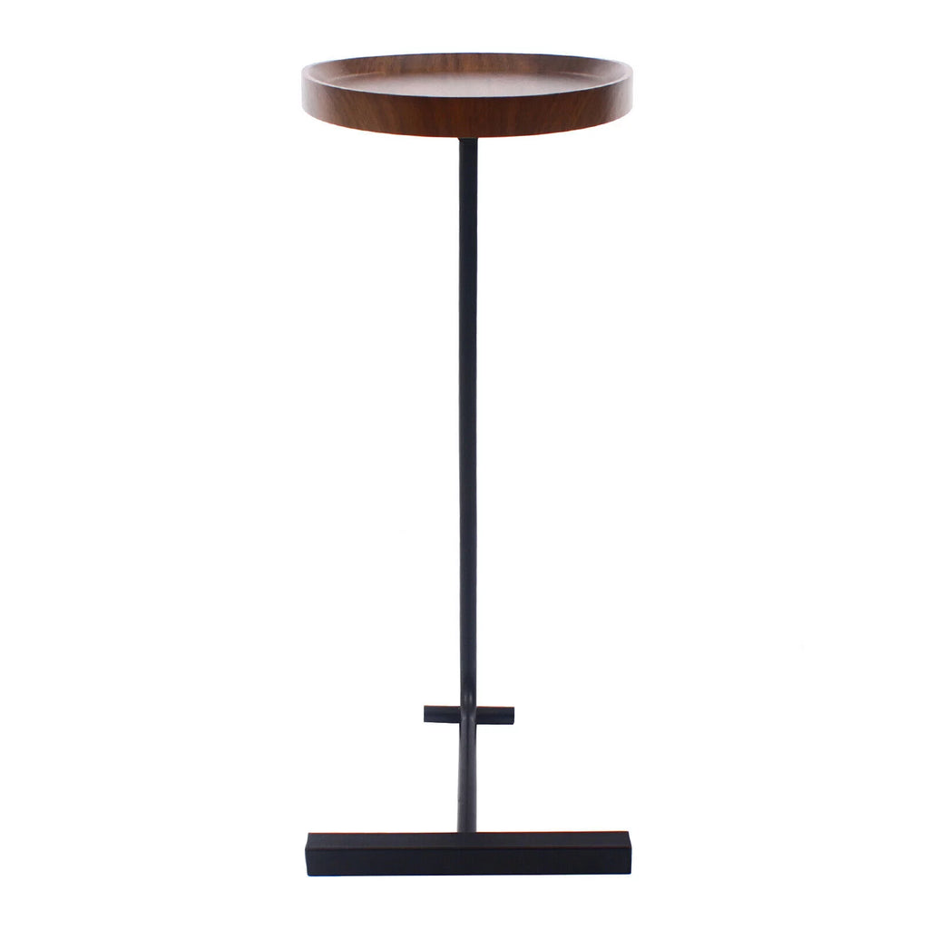 Walnut C-Shaped Sofa Side End Table V48473