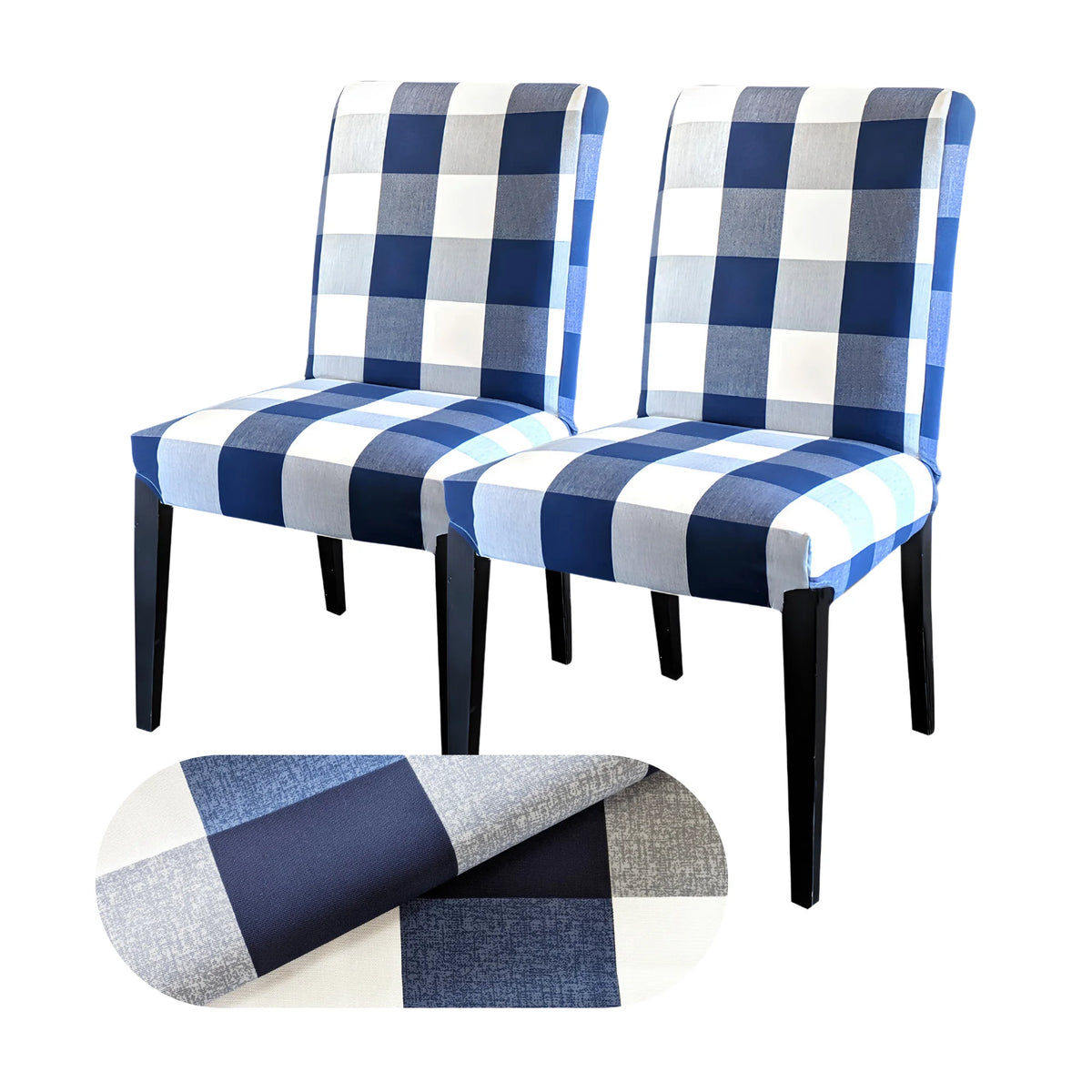 100% Cotton Buffalo Check Beige Slipcover Set of 2 M755