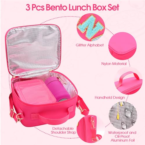 Leak-Proof 6 Compartment Bento Lunch Box Set with 10oz Thermo Food Jar and Lunch Bag W289087