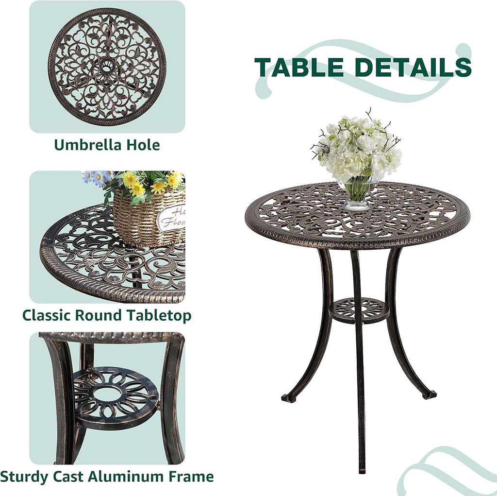 3 Piece Cast Aluminum Patio Bistro Set V612