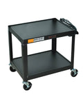 Black Steel 2 Shelf Storage Utility Cart I53807