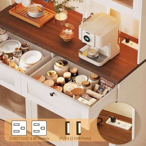 White Kitchen Pantry Cabinet with Acrylic Doors E37989