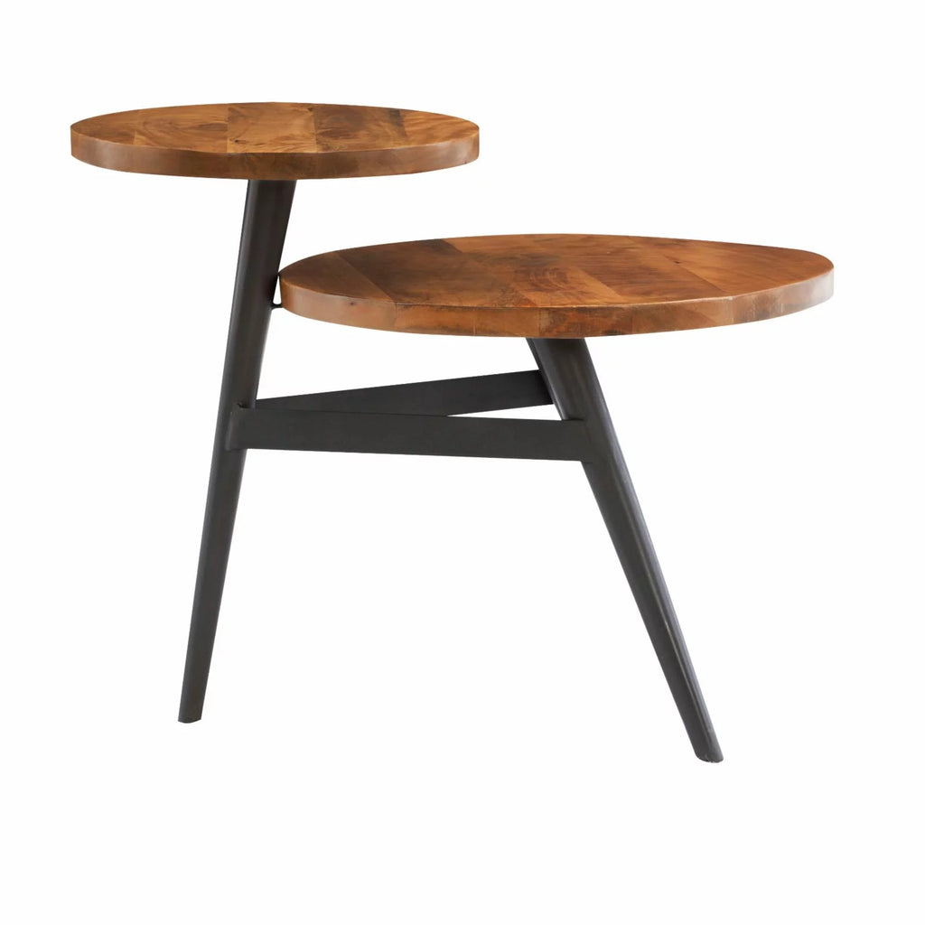 Round Metal Side Table with Shelf Z572758