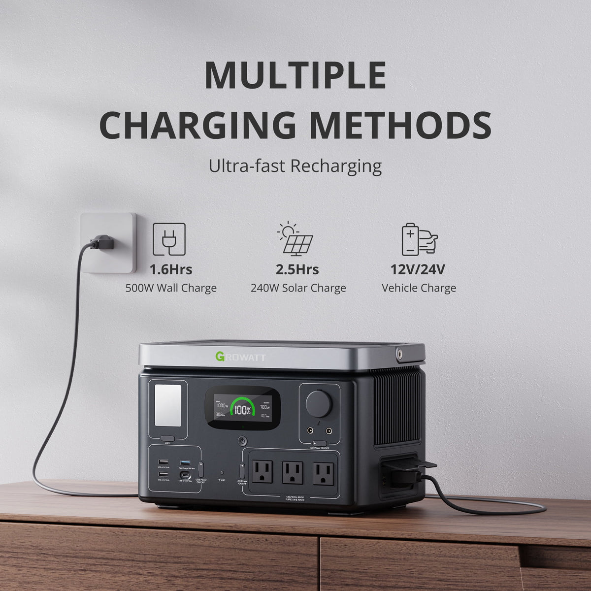 Portable Power Station 538Wh LiFePO4 600W AC Output X192