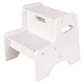 Wooden Two-Step Children's Stool with Handles White D1999