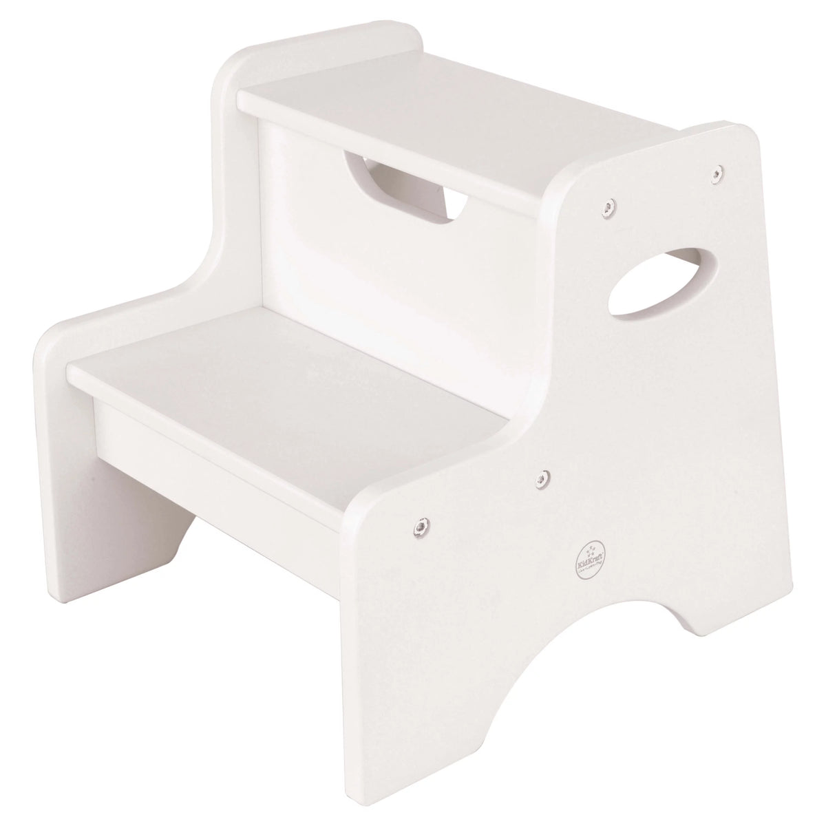 Wooden Two-Step Children's Stool with Handles White D1999
