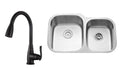 32x22 Undermount Double Basin 16-Gauge Stainless Steel Kitchen Combo W725