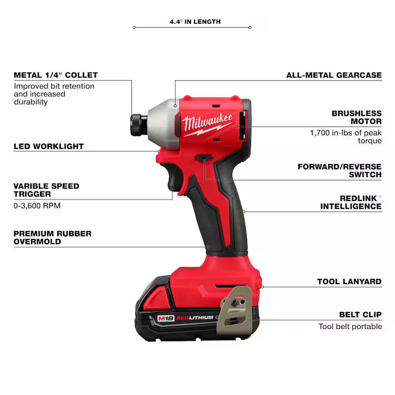 18-Volt Lithium-Ion Brushless Cordless 1/4 in. Impact Driver Kit with Wet/Dry Vacuum D21919