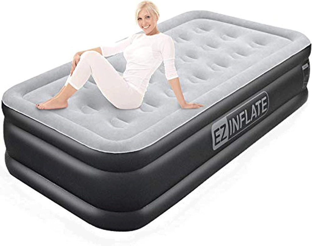 Twin Size Double-High Inflatable Air Mattress with Built in Pump T9237