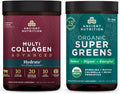 Multi Collagen Advanced Powder Hydrate Lemon Lime 30 Servings + Organic SuperGreens Powder Greens Flavor 25 Servings D34193