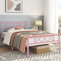 Queen Size Black Metal Platform Bed Frame with Headboard and Footboard V740