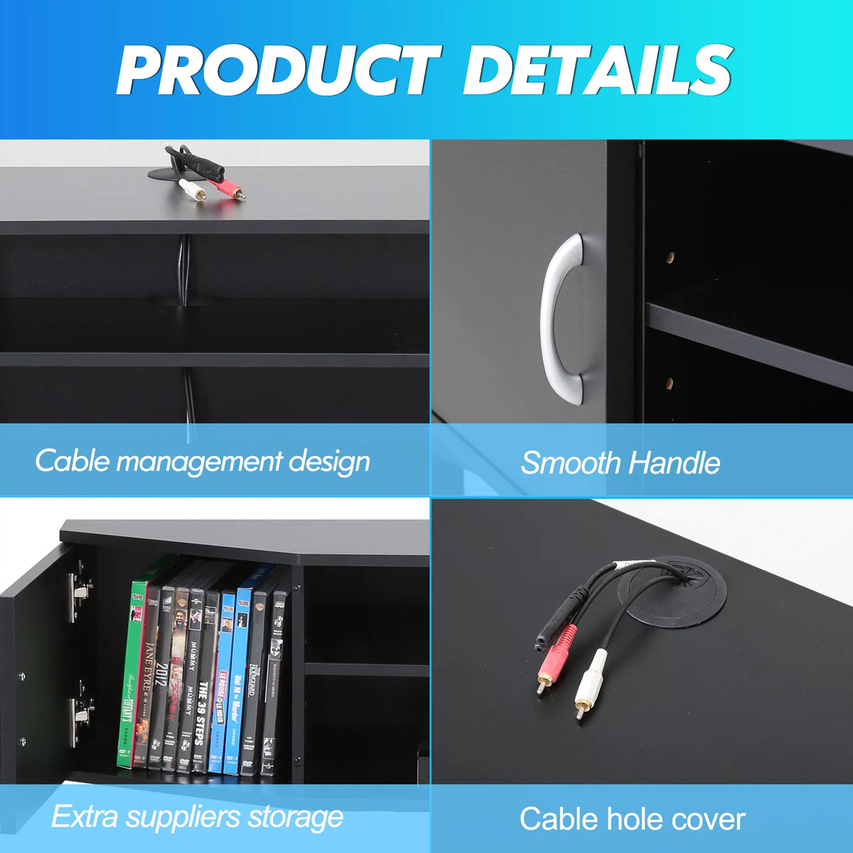 Wall Mounted TV Media Console Floating Desk Storage Hutch H6770
