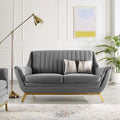 Gray Channel Tufted Performance Velvet Loveseat A3190