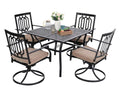 5 Pcs Outdoor Patio Metal Dining Set Swivel Chairs and Square Table Z430552