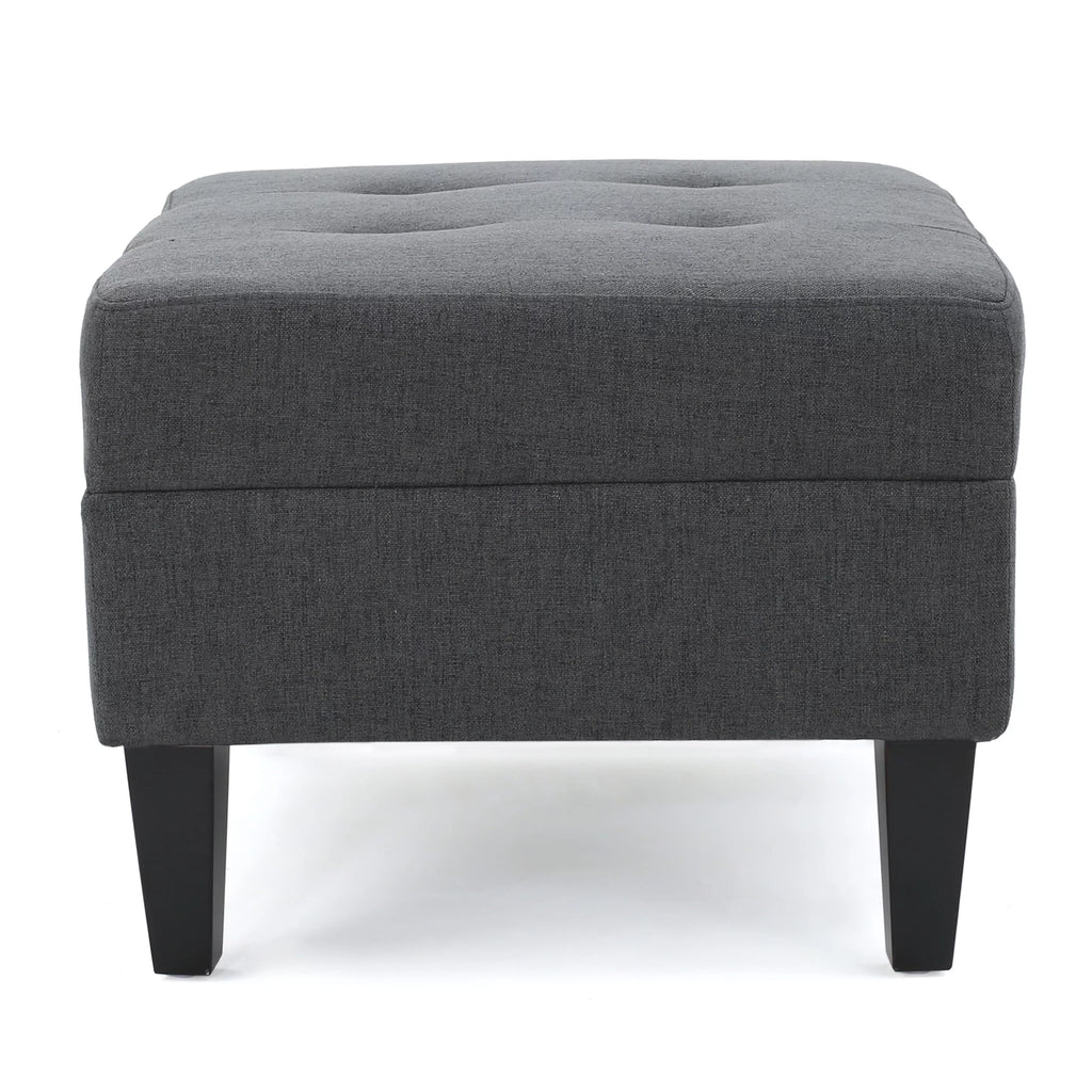 Dark Grey Tufted Fabric Ottoman Q791414