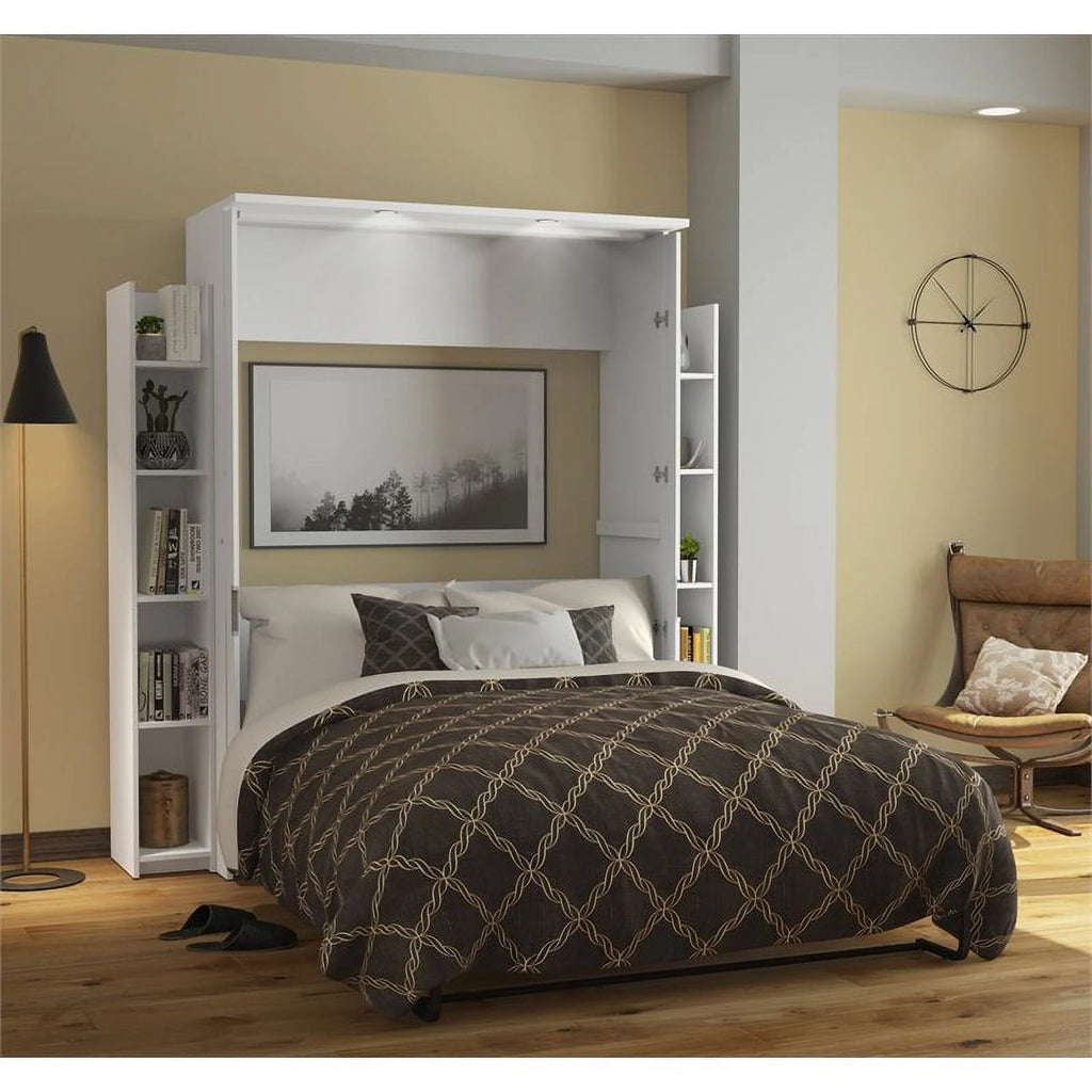 White Full Murphy Bed with 2 Storage Units Q986807