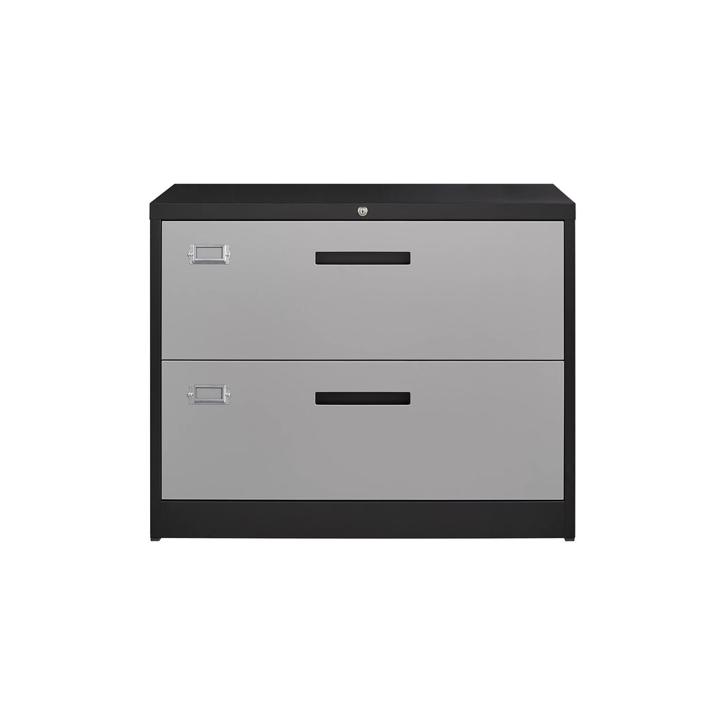 2 Drawer Lateral File Cabinet With Lock Black P65490