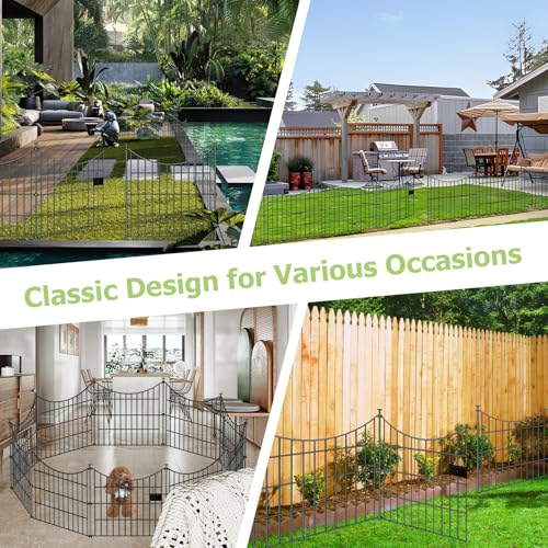 10 Panels Rustproof Metal Garden Fence with Ground Stakes O98122